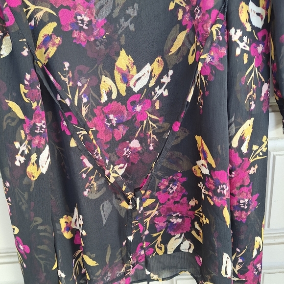 Jessica Simpson Maternity Women's Dress SzM Sheer Blk/Pink Floral Black Lace - Picture 9 of 10